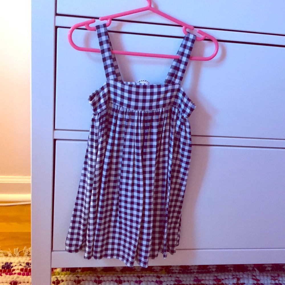 Navy blue gingham dress
